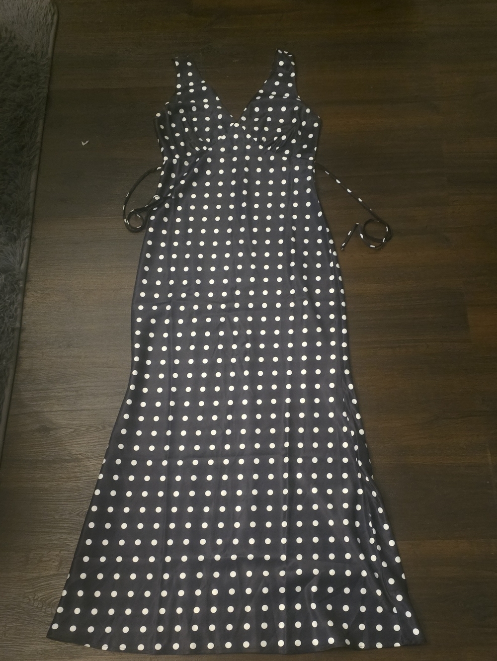 Fashion Nova Black Maxi Dress with White Polka Dots